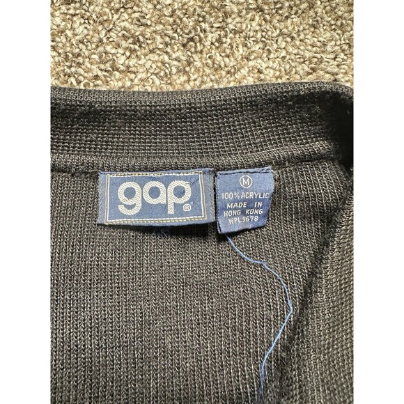 Vintage 70s Gap Striped Black Brown Polo Shirt - Long Sleeve - Medium - Picture 4 of 7